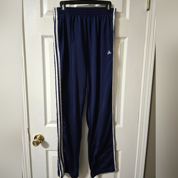 Vintage Y2K Adidas 3 Stripe Snap Breakaway Thick Knit Track Pants, Unisex, EUC! - Picture 1 of 11